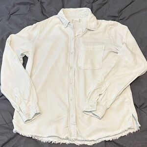 Altar'd State Cream Button Down Shirt Very light blue color w blue stitching.